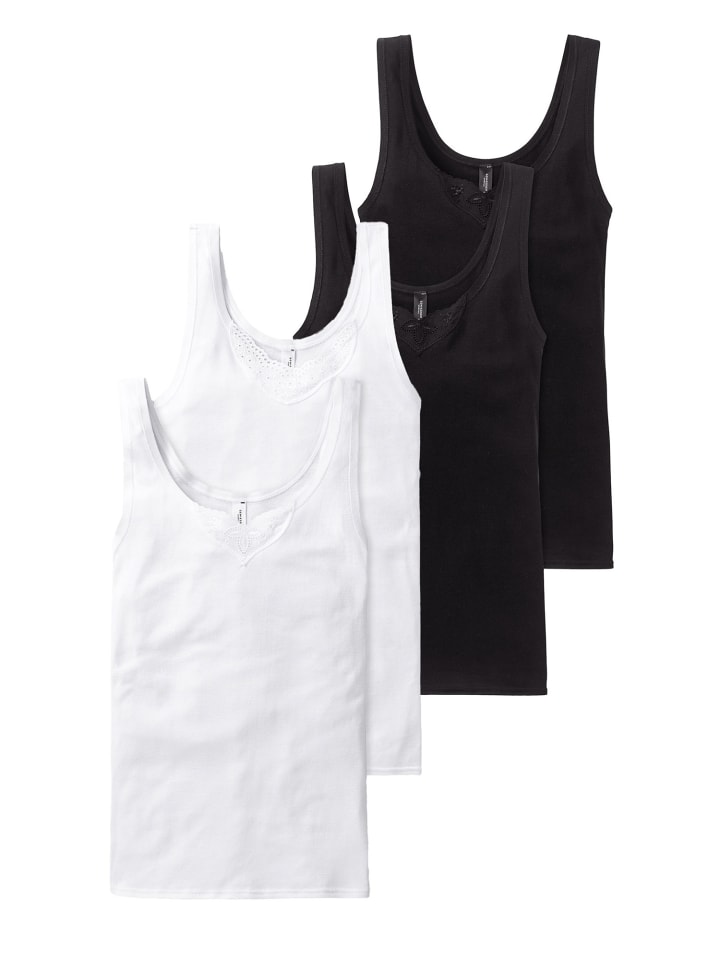 Trägertop Cotton Essentials in schwarz-weiss