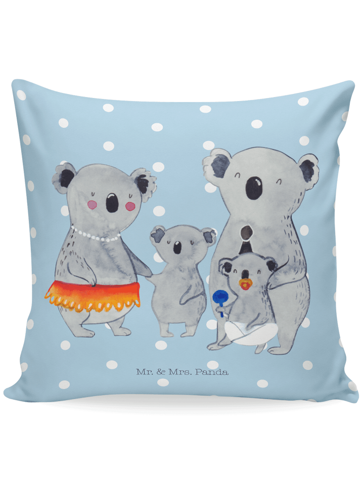 Kuschelkissen 40x40 Koala Familie ohne Spruch in Blau Pastell