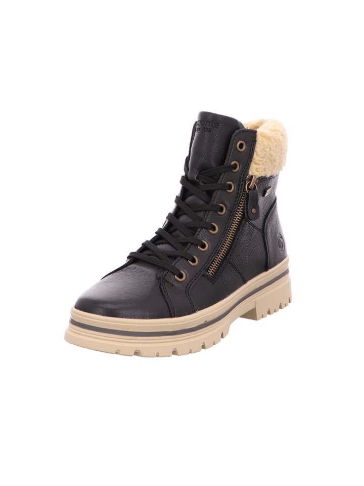 Stiefelette in schwarz/schwarz/beige