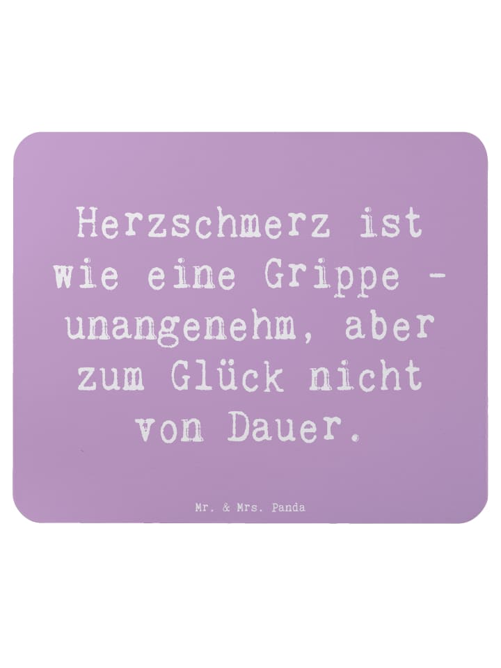 Maus Pad Spruch Herzschmerz Grippe mit Spruch in Lavendeltraum