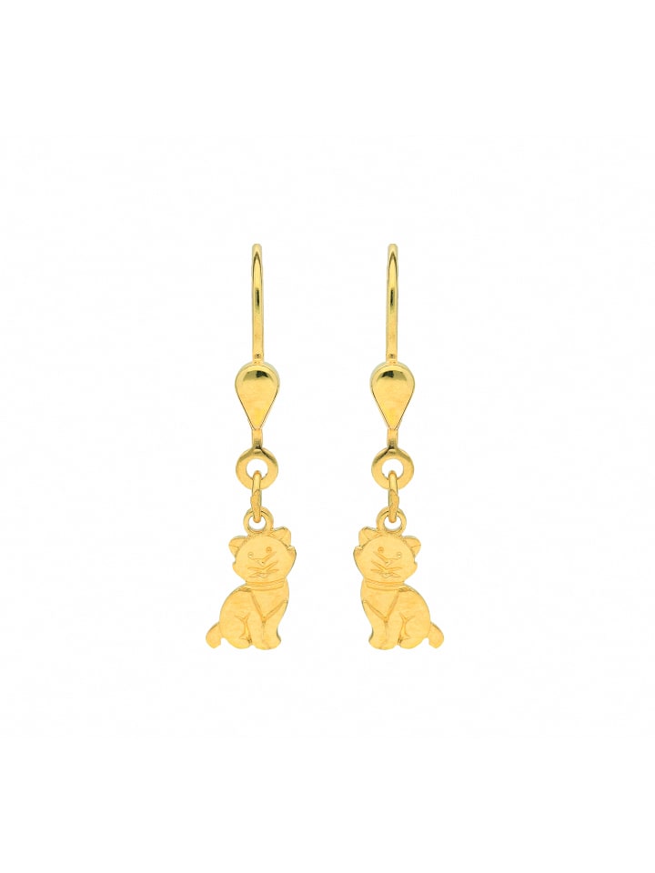 Damen 333 Gold Ohrringe / Ohrhänger Katze in gold