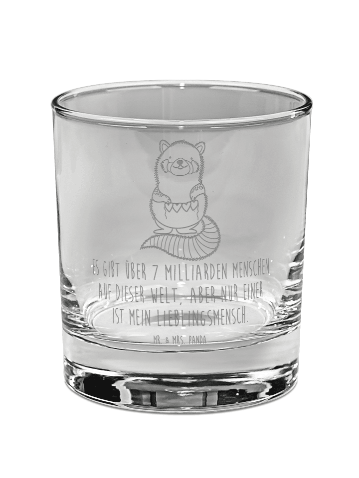 Whiskeyglas Roter Panda mit Spruch in Transparent