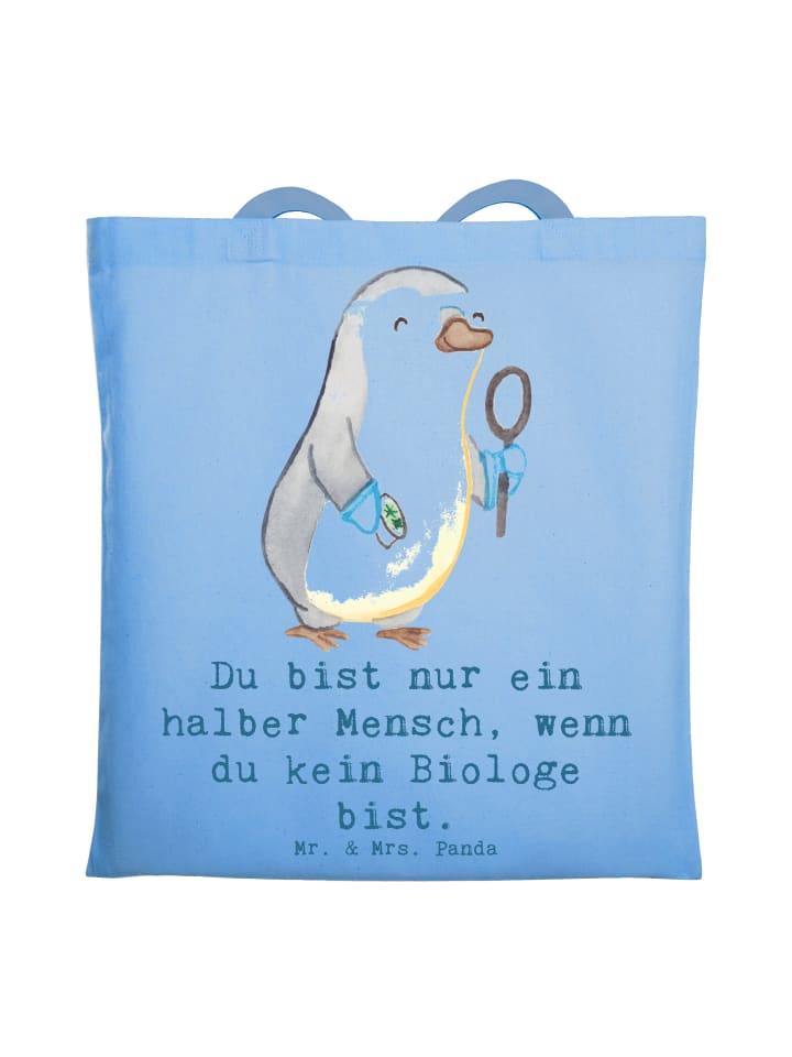 Shopping Tasche Biologe Herz mit Spruch in Sky Blue