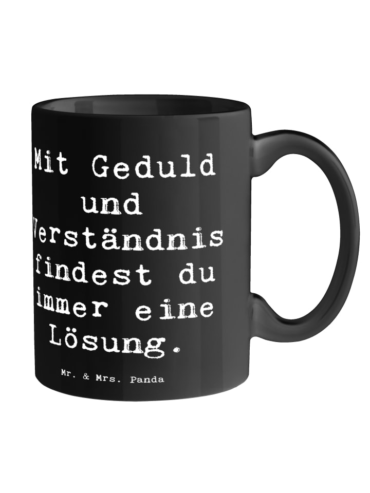 Tasse Konflikte friedlich lösen mit Spruch in Schwarz