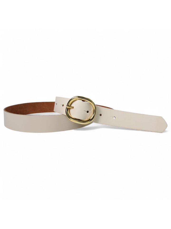 Damengürtel goldene Schnalle in Creme
