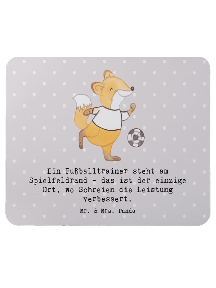 Mouse-Pad Fußballtrainer Energie mit Spruch in Grau Pastell