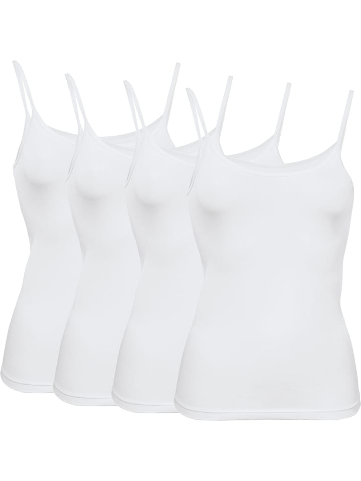 Baumwolle, Single-Jersey Unterhemd 4er-Pack in weiß