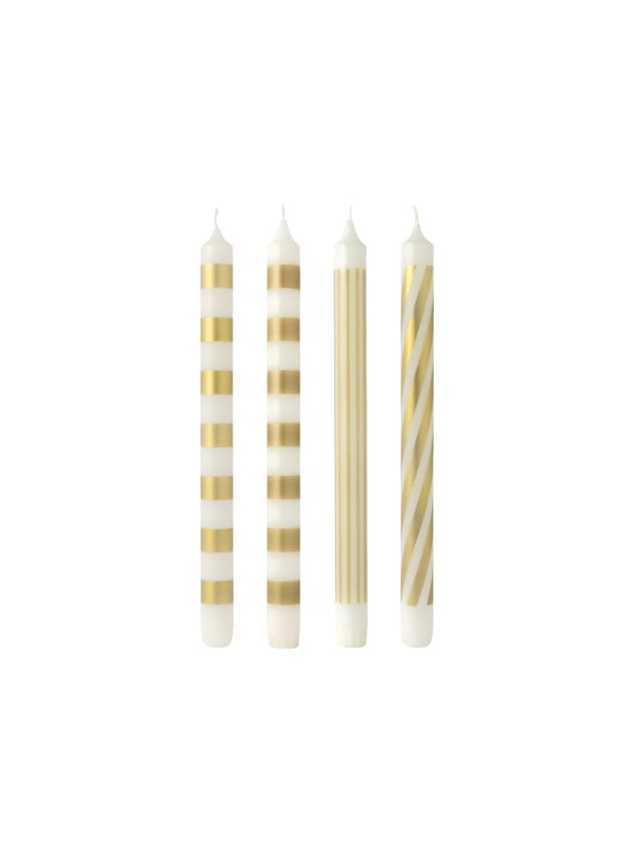 4-tlg. Stabkerzen-Set Christmas Chic in Weiß-Gold 29 cm