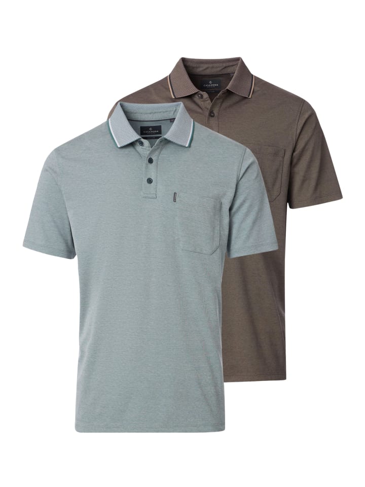 Poloshirt Basic in Hellgrün / braun