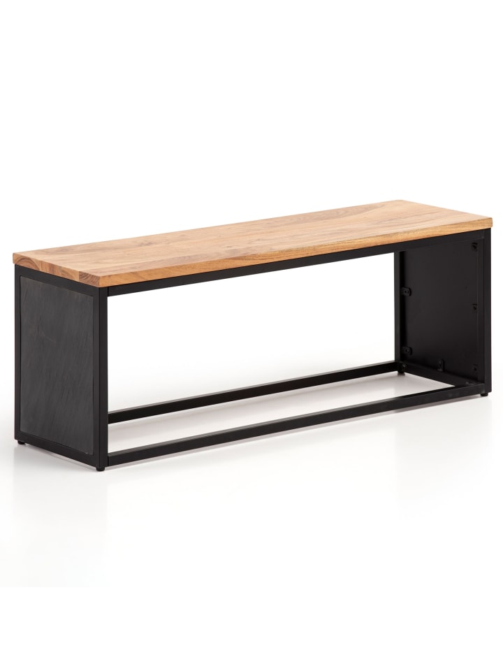 Sitzbänk in Schwarz / Akazie / 120x35x45
