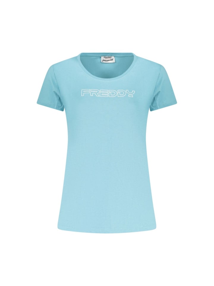 Blau Baumwolle Damen T-Shirt