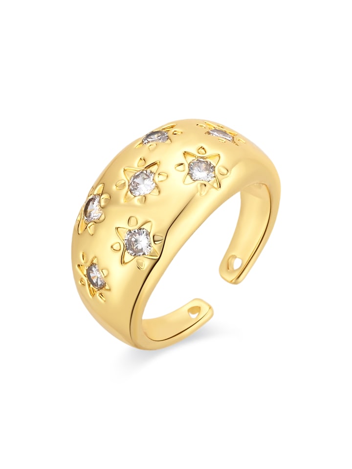 ring in polished metal and zirconia alloy, finished in 18-K yellow gold - Juini