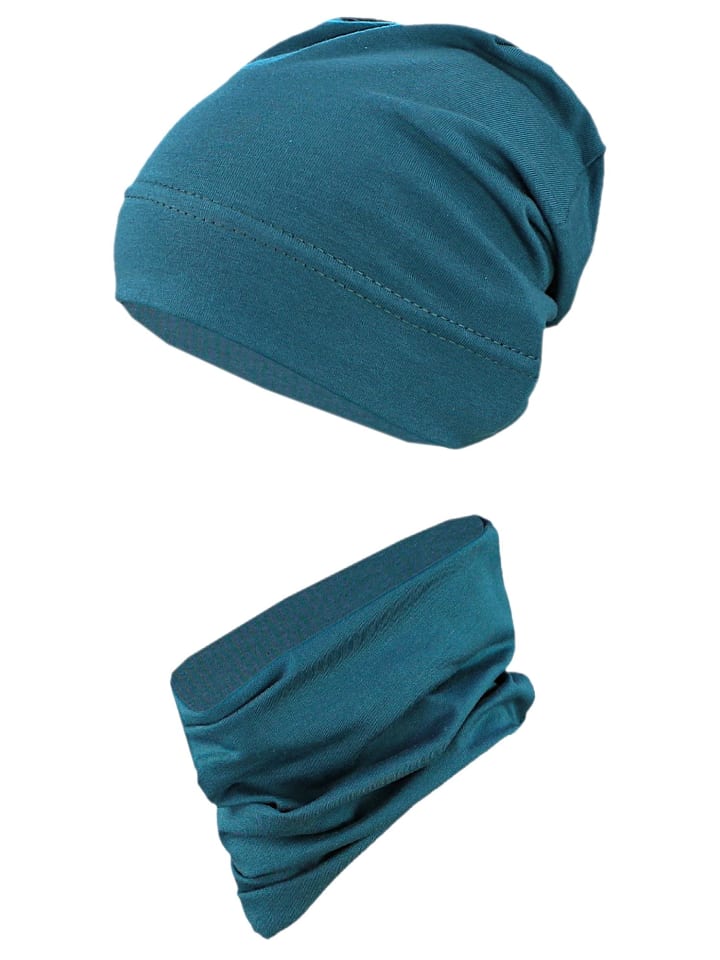 Jungen Beanie Mütze und Schlauchschal 2er Set in grün