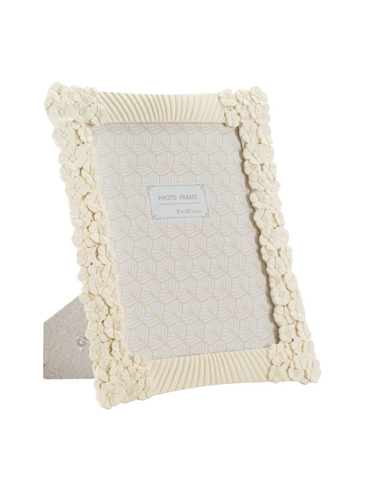 Beigefarbener Harzrahmen mit Blumen- und Linienmuster, 27,8 x 2 x 33 cm