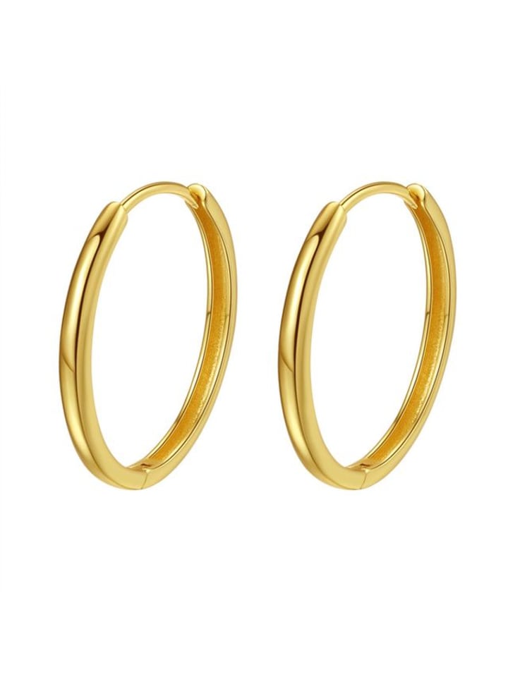 Vergold. Chunky Creolen Mittelgroß Sterlingsilber in Gold - (D) 23mm