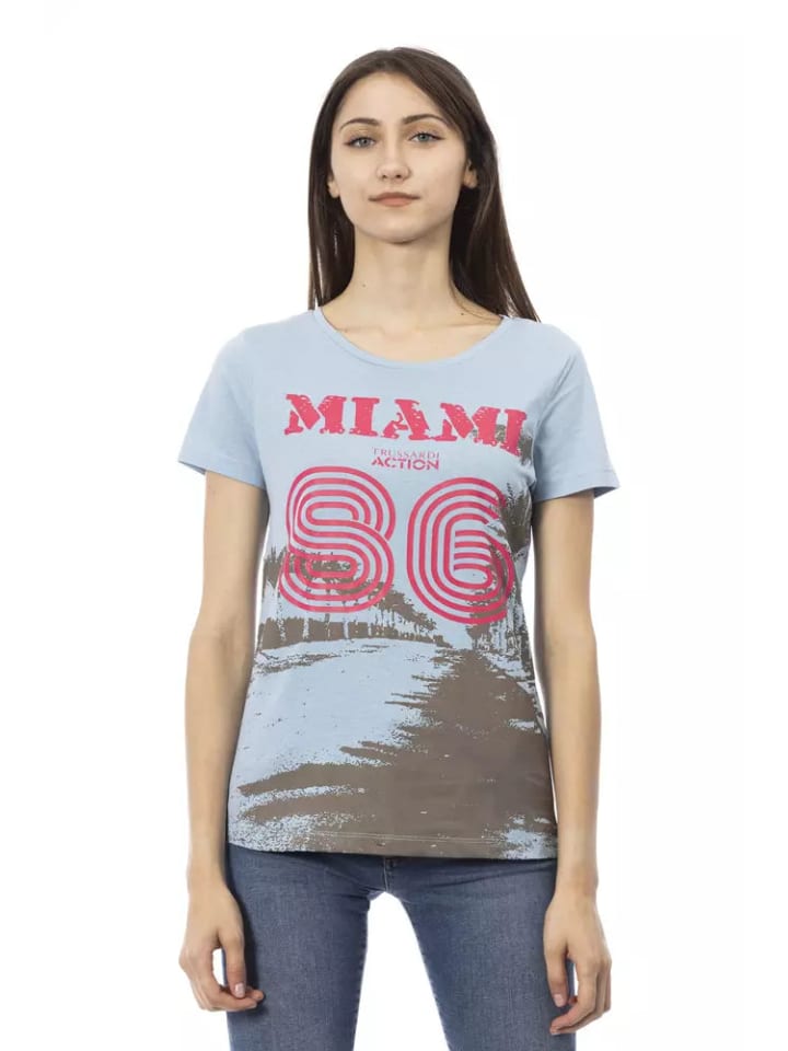 Hellblau Hell Blau Baumwolle Damen T-Shirt