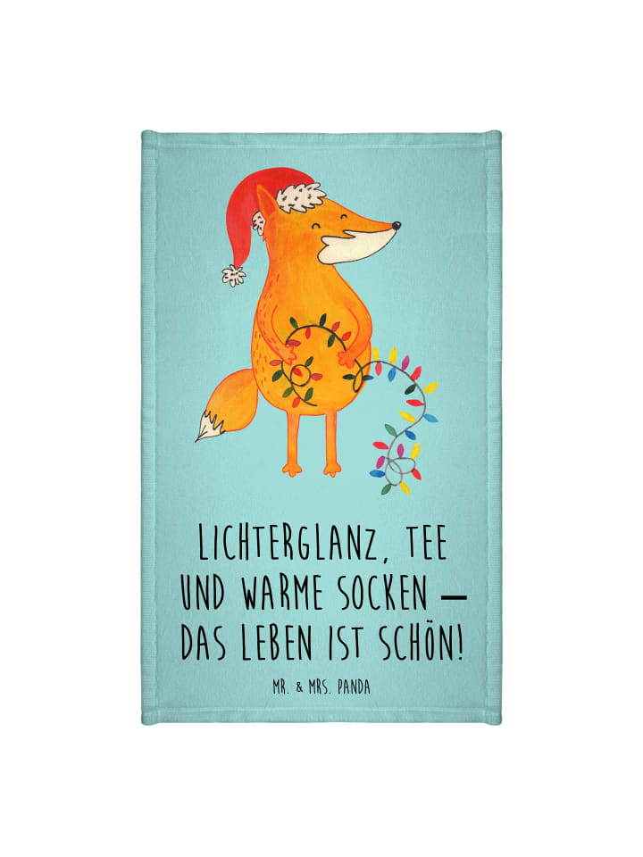 Handtuch Fuchs Weihnachten mit Spruch in Türkis Pastell