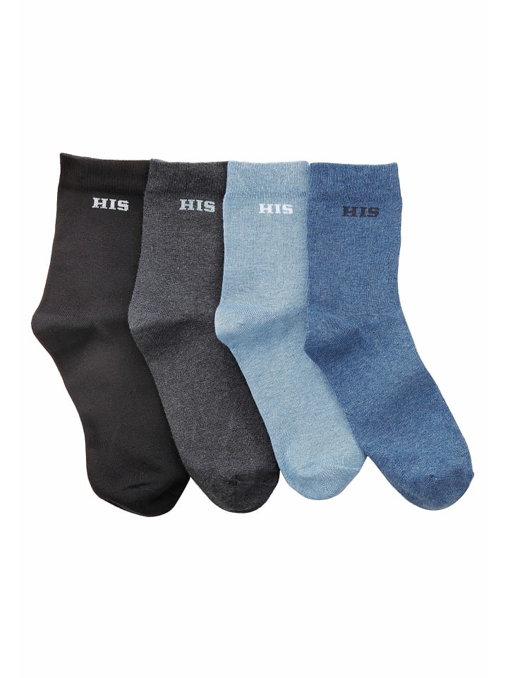 Basicsocken in hellblau, blau, grau, schwarz