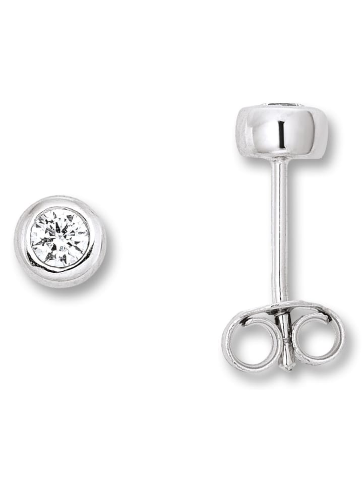 Zirkonia Zarge Ohrringe   Ohrstecker aus 925 Silber in silber
