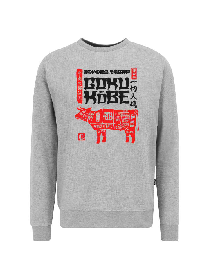 Sweatshirt Asian Kobe Beef Butcher Chart Graphic in Heather Grey