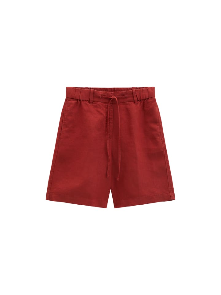 Leinenshorts wide in Tall Poppy