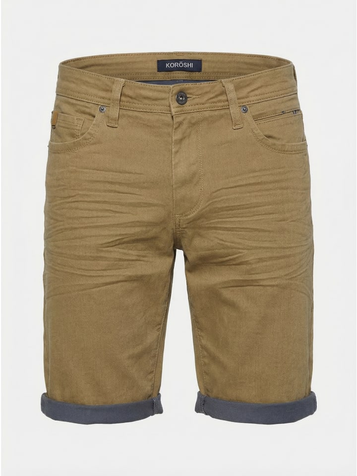 Beschichtete baumwolle kurze herrenjeans in beige
