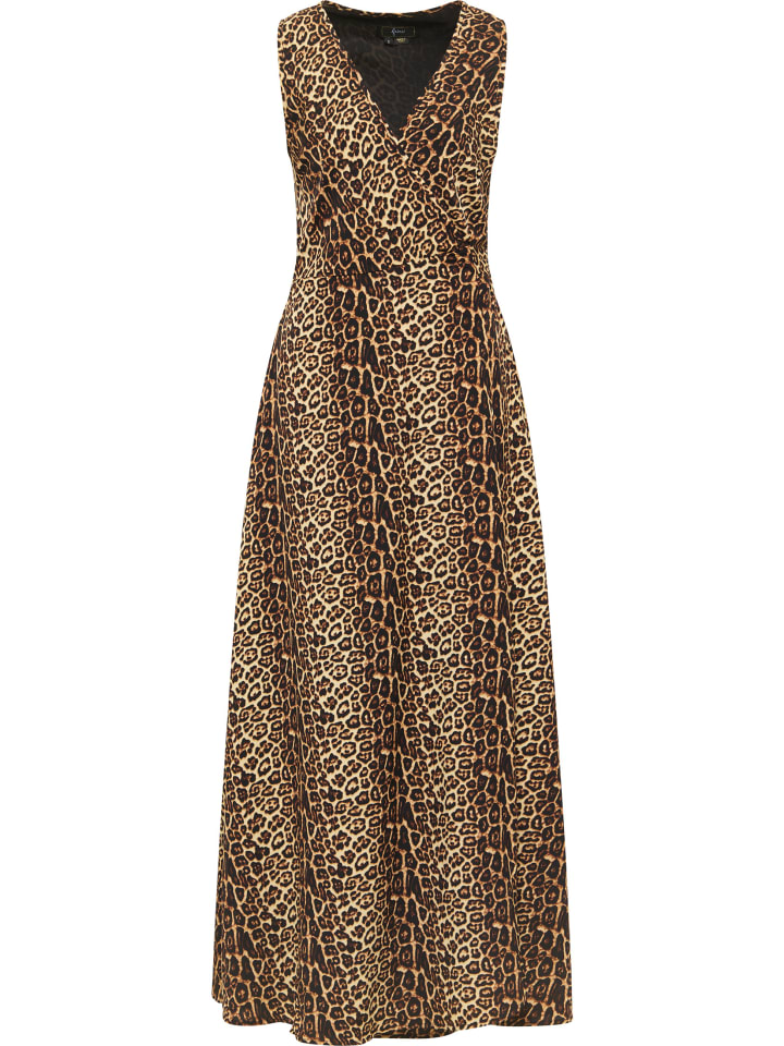Damen Maxikleid Mit Leoprint in Beige Leo