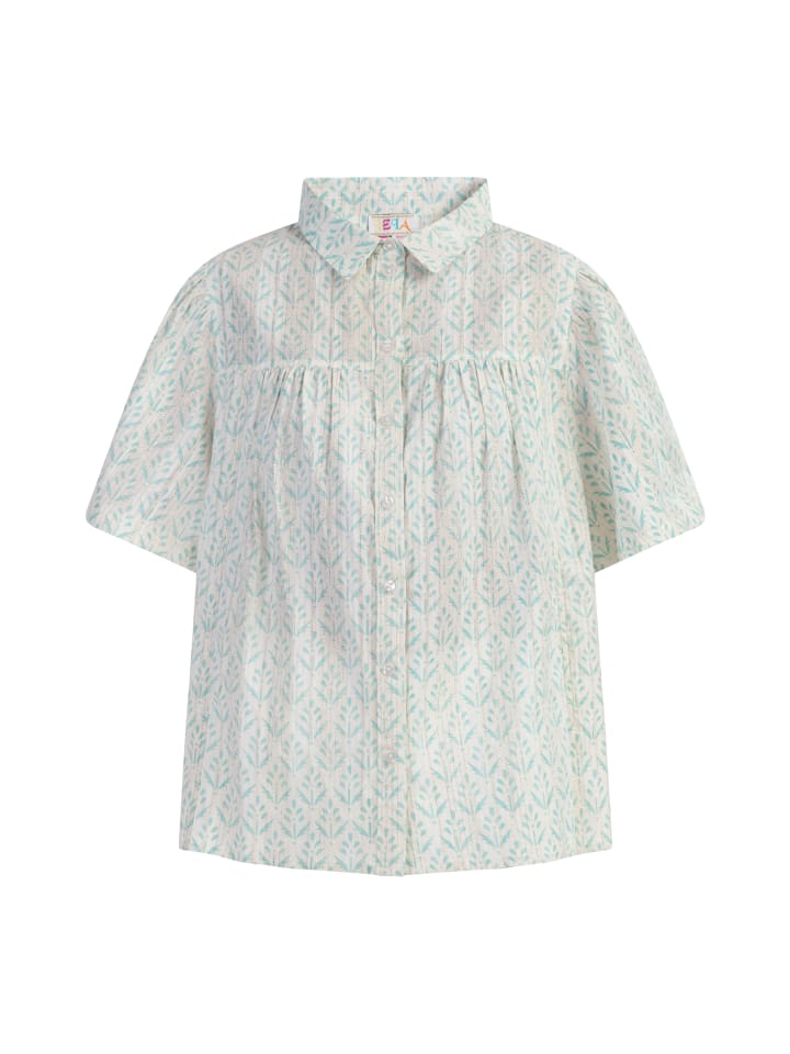 Damen Kurzarm Bluse in Türkis