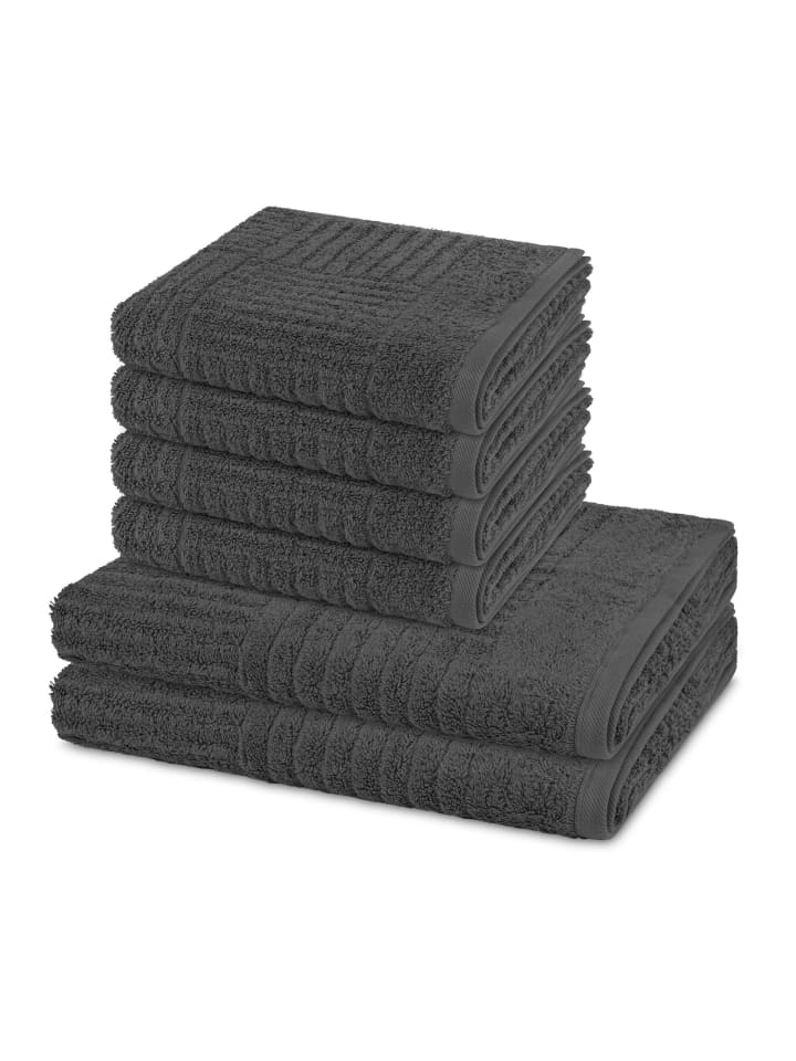 4 X Handtuch 2 X Duschtuch im Set Carre in Anthrazit