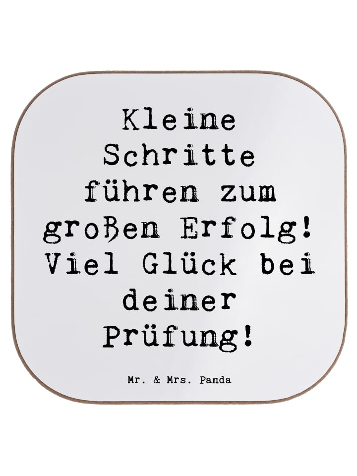 Untersetzer Spruch Prüfungen bestehen mit Spruch in Weiß