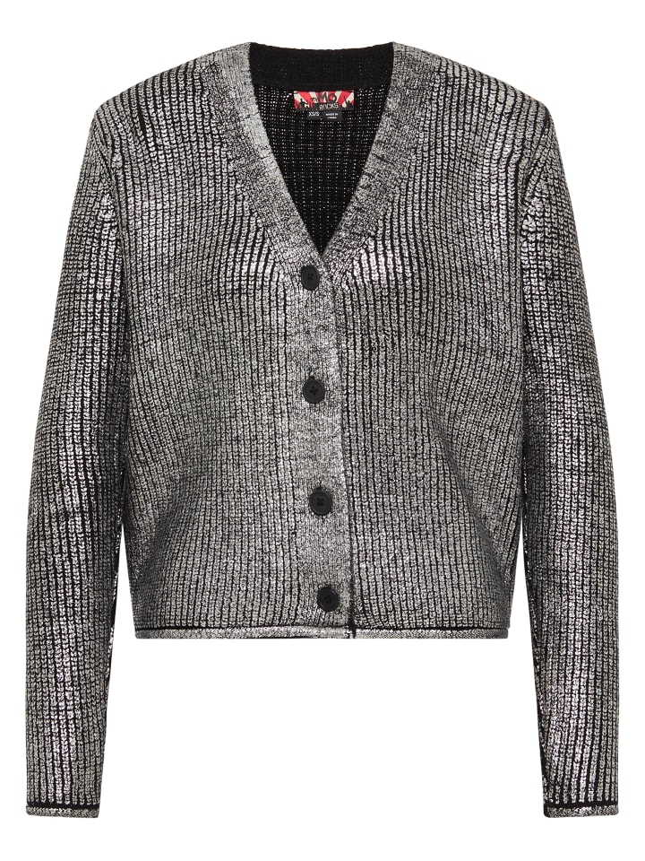 Damen Strickjacke in Silber Schwarz