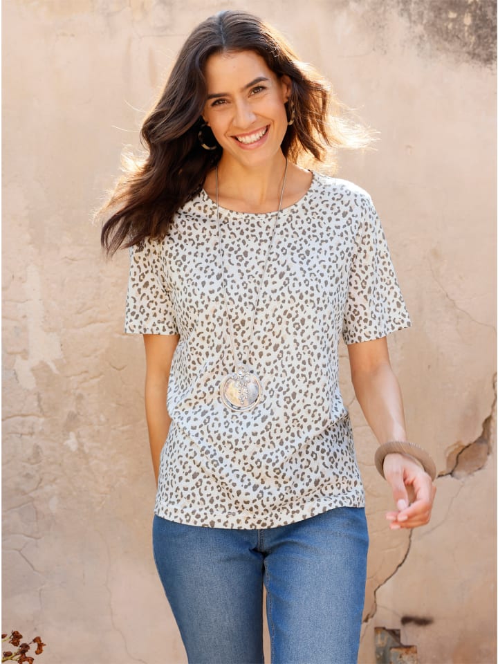 Print-Shirt in ecru-taupe-bedruckt