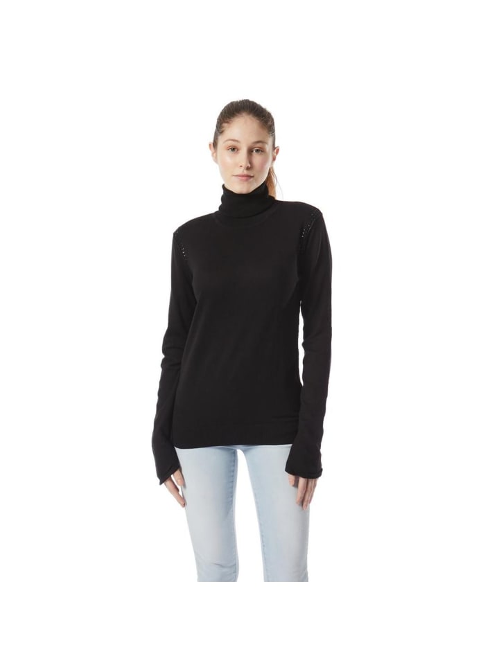 Schwarz Baumwolle Rollkragenpullover