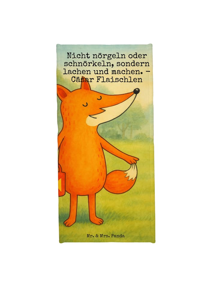 Saunahandtuch Fuchs Laterne Design mit Spruch in Türkis Pastell