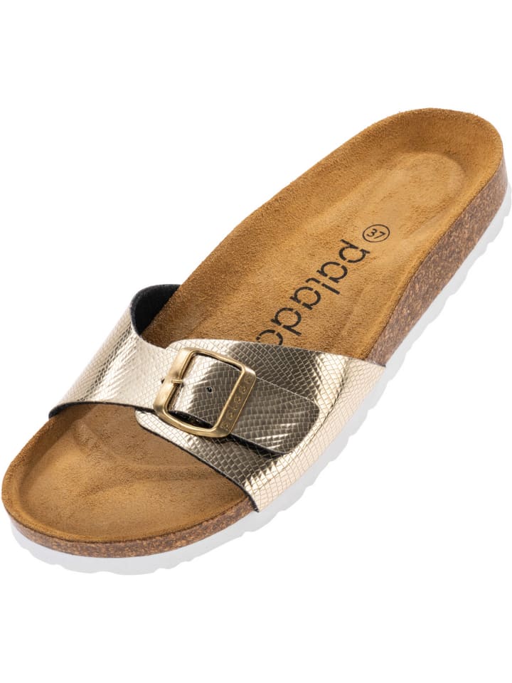 Pantoletten Malta Coralino in Metallic Snake Gold
