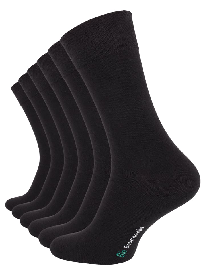 Business Bio Baumwollsocken 6 Paar in schwarz
