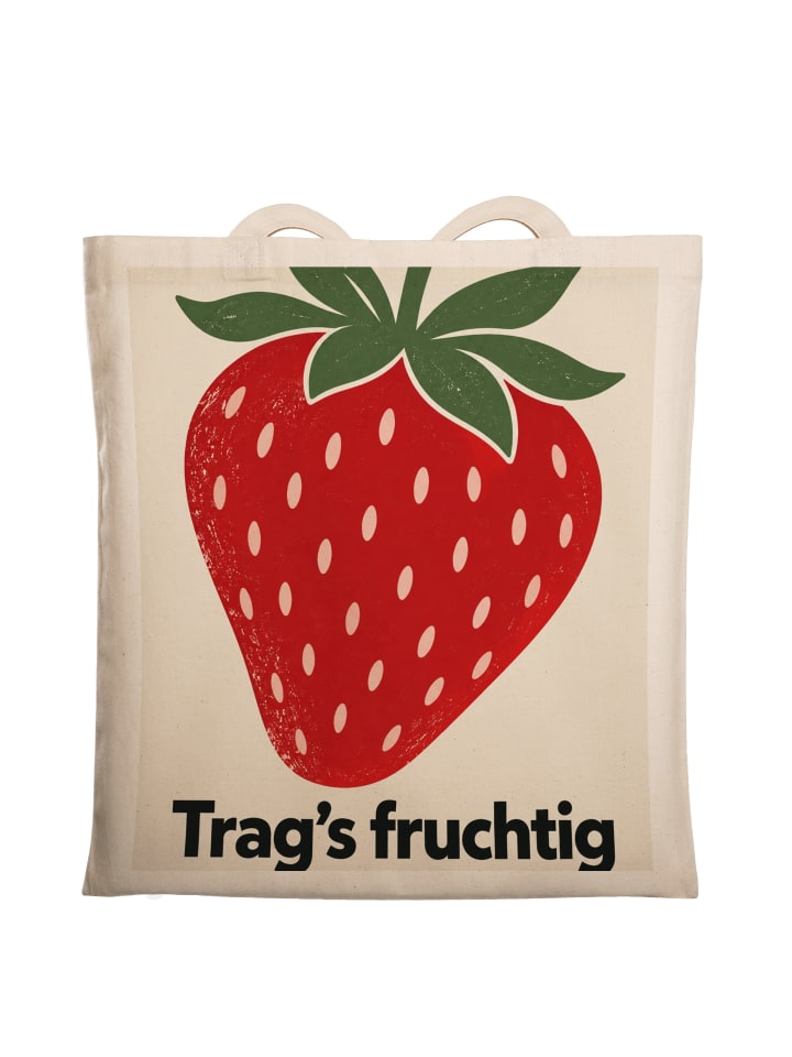 Shopping Tasche Erdbeere minimalistisch Design ... in Weiß