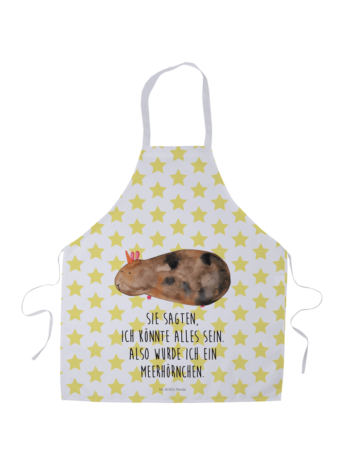 Kochschürze Einhorn Meerschweinchen mit Spruch in Weiß