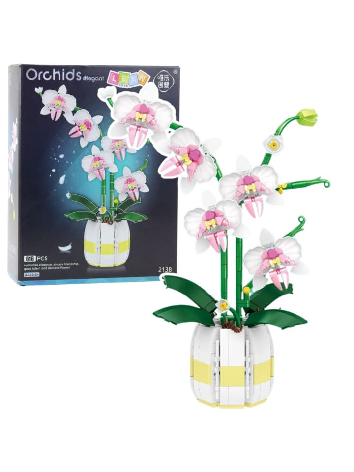 Orchideen-Bausteine Orchidee im Topf Rosa und Weiß 616 Stk.