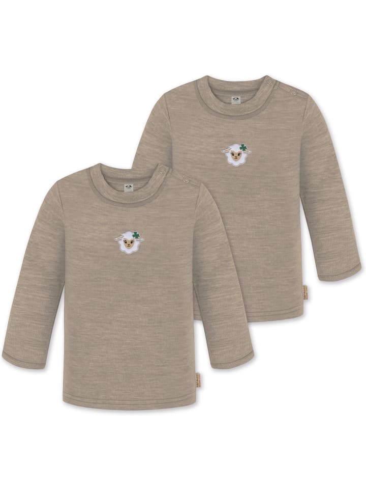 2er Pack Baby Merino Longsleeve Taupo in Beige
