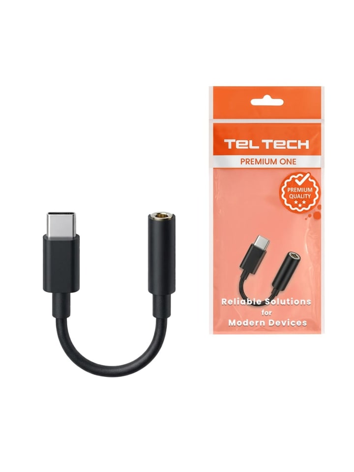 Teltech Adapter HF Digital Audio Klinke 3,5 mm - USB-C schwarz TAD-A01