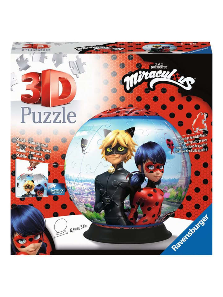 Ravensburger Puzzle 72 Teile Konstruktionsspiel Puzzle-Ball Miraculous in bunt