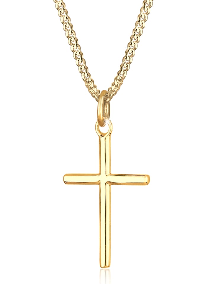 Halskette 925 Sterling Silber Kreuz in Gold