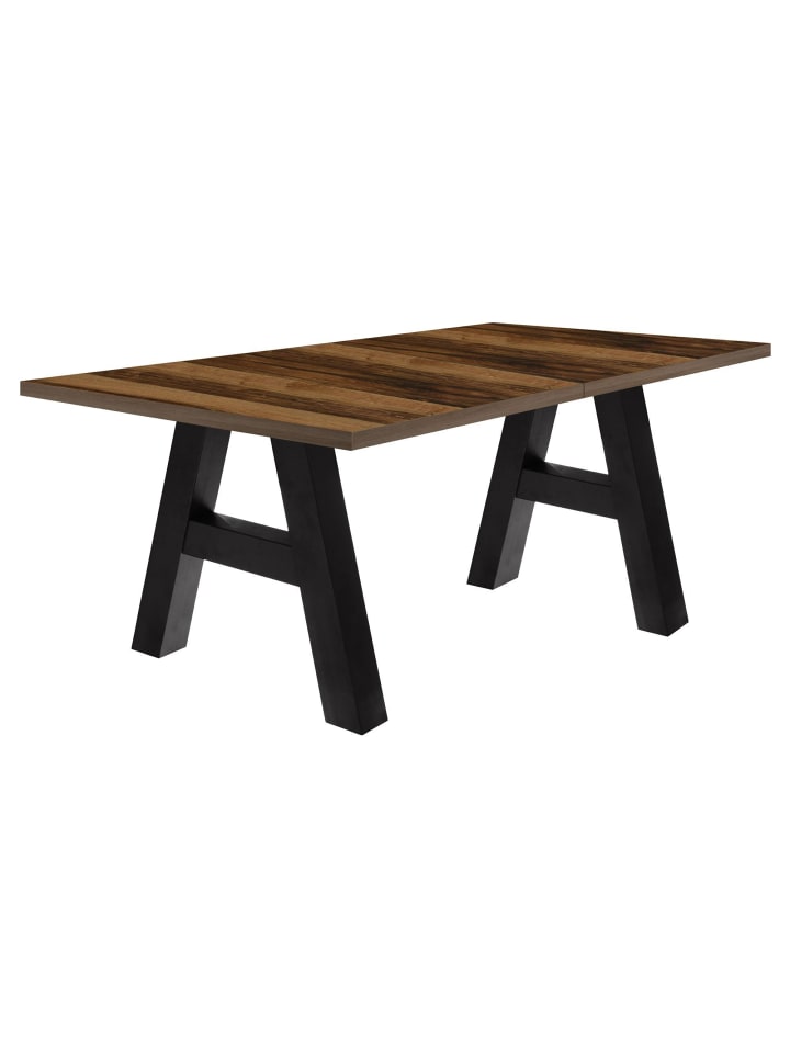 ESSTISCH ausziehbar Elia 7 160x90x75 Schwarzstahl/Plankeneiche