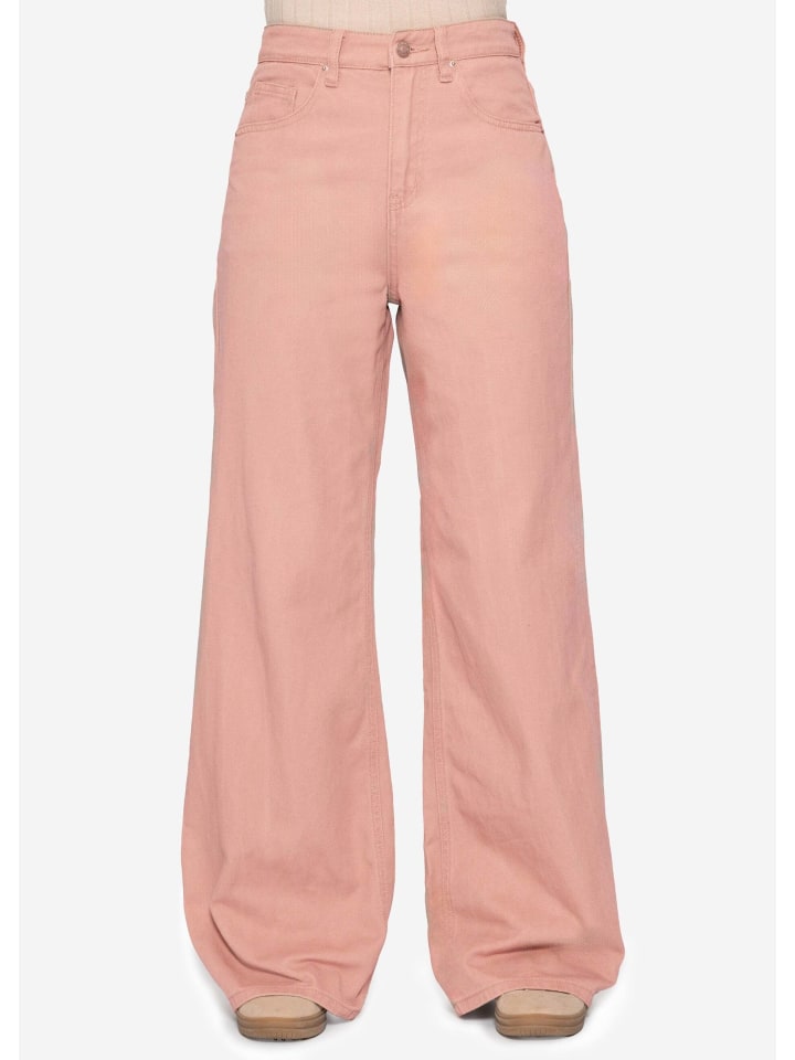 Wide Leg Jeans mit hohem Bund in Rosa