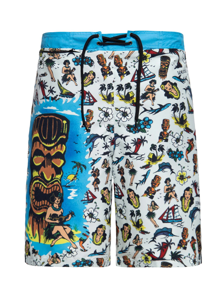 King Kerosin Badeshorts Hawaii in offwhite