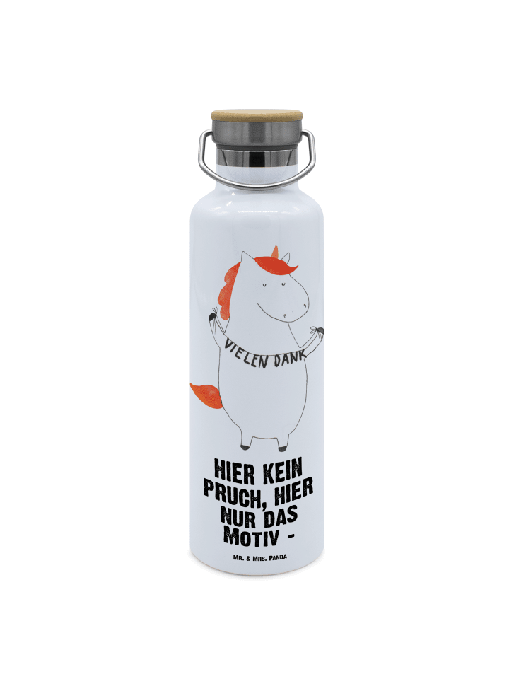 Trinkflasche Einhorn Dankeschön mit Spruch in Weiß