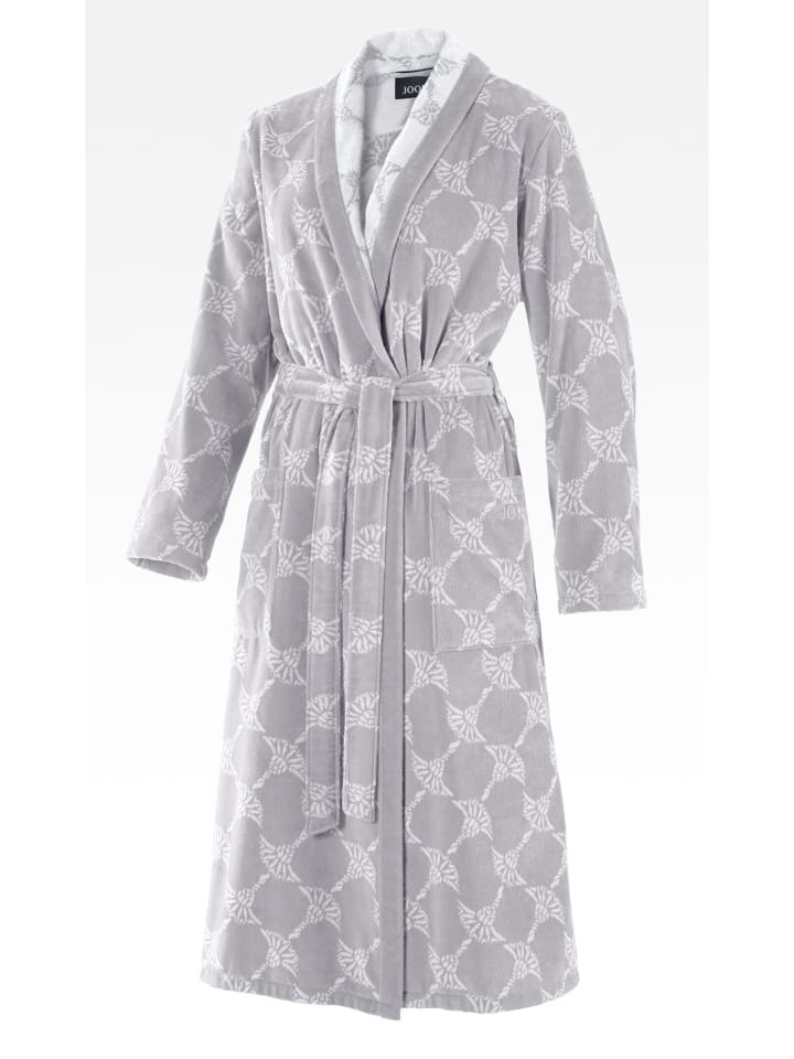 JOOP! BADEMANTEL Damen-Schalkragen 36/38, Silber