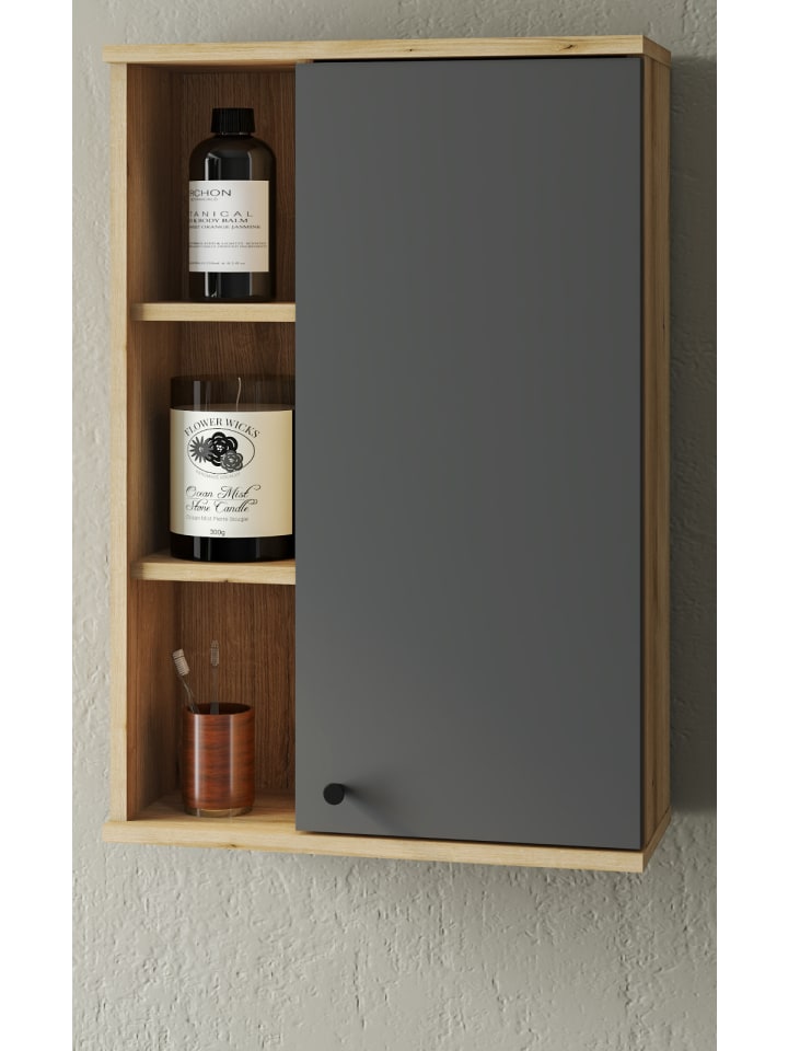 Hängeschrank grau, Evoke Eiche, Badschrank hängend, 51 x 75 cm