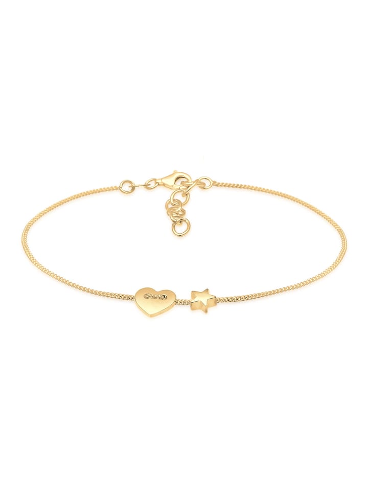Armband 925 Sterling Silber Herz, Sterne, Stern in Gold